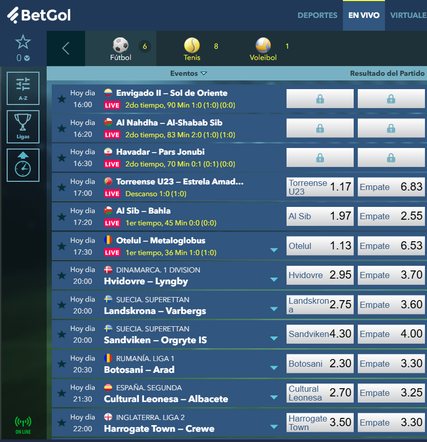 Apuestas deportivas en vivo